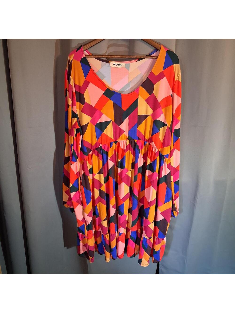 Women's Plus Size 1X Multicolor Geometric Pattern Dress